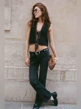 FREE PEOPLE We The Free Low Rise Flora Bootcut Jeans in Gravel Stone